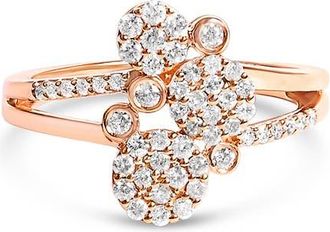 House of Brilliance Silver 1/2 Cttw Diamond Scatter Composite Bypass Ring in Rose at Nordstrom, Size 10