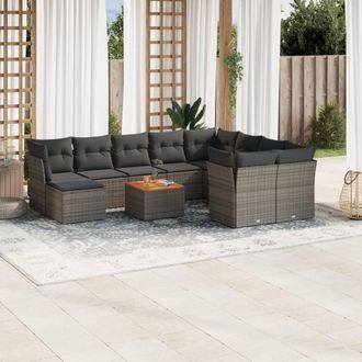 vidaXL Vidaxl - Set Divani Da Giardino 11 Pz Con Cuscini In Polyrattan Grigio
