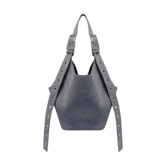 Dondup Small Split Leather Hobo Bag - female - Dondup - Shoulder Bags - Blue - ONE SIZE - Bags