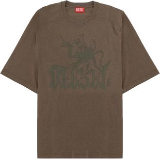Diesel Tops, Heren, Bruin, L, Grafisch Print T-shirt