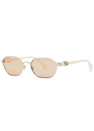 Gucci Eyewear Oval-frame Womens Designer Sunglasses - Gold - One Size