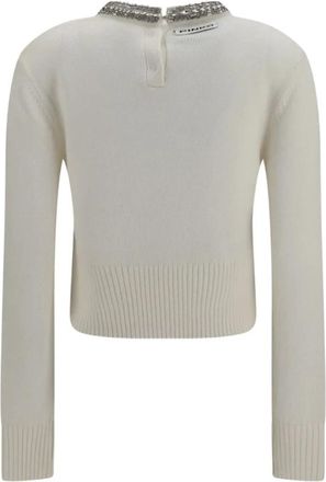 Pinko Berlino Wol Trui - Dames - Ronde hals truien - Wit - L - Wol - Truien & Vesten