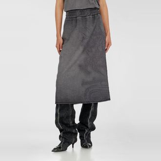 Diesel Fleece midi skirt with d&eacute;vor&eacute; print - Skirts - Woman - Grey