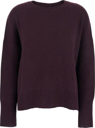 Lisa Yang mila Bordeaux Sweater With Dropped Shoulders And Ribbed Trims In Cashmere Woman
