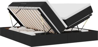 vidaXL Cama Con Almacenamiento Y Colch&oacute;n Negro 180 X 200 Cm Poli&eacute;ster Vidaxl
