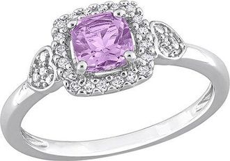 Rina Limor Silver 0.76 Ct. Tw. Diamond & Amethyst Halo Ring
