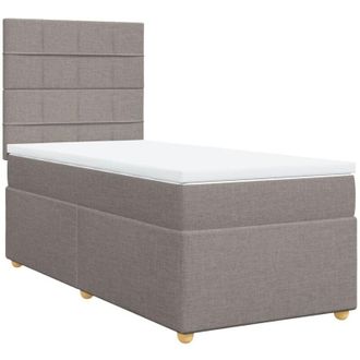 vidaXL Cama Box Spring Con Colch&oacute;n Tela Gris Taupe 90x200 Cm Vidaxl