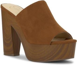 Jessica Simpson Shelbie Platform Slide Sandal in Tuscan Tan Suede at Nordstrom, Size 8.5