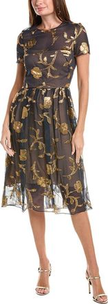 Oscar De La Renta Oscar De La Renta Floral Silhouette Silk-Blend Midi Dress