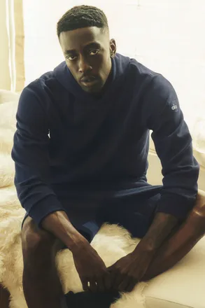 Alo | Waffle Lounge Hoodie in Navy, Size: Medium