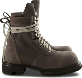 Rick Owens lace-up zip boots - men - Calf Leather/Calf Leather/Polyethylene vinyl acetate (PEVA) - 42.5 - Grey