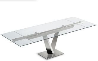 Naos Ausziehbarer Designer Esstisch Minosse - Klarglas / Nickel