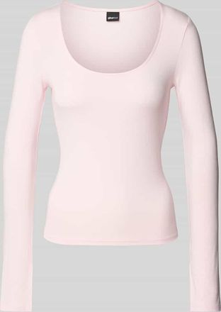 Gina Tricot Longsleeve mit Rundhalsausschnitt Modell Soft touch in Rosa, Größe L