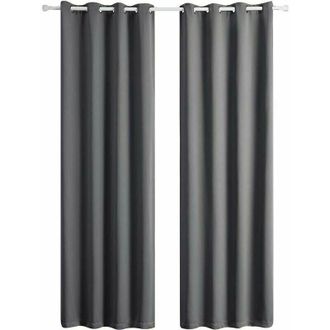 OEM Juego De 2 Cortinas T&eacute;rmicas Opacas - Gris - 140 X 260 Cm
