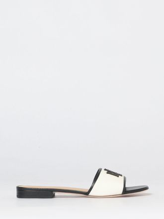 Lauren Ralph Lauren Slippers Everley in canvas di cotone e pelle