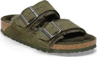 Birkenstock Womens Arizona Shearling Sandal In Thyme