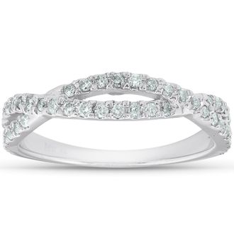Pompeii3 3/8ct Diamond Wedding Ring Womens Infinity Crossover Band 14k White Gold