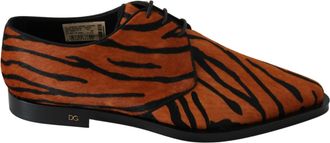 Dolce & Gabbana Orange Pony Hair Formal Dress Broque Womens Shoes