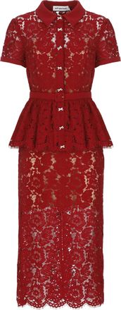 Self Portrait Lace Peplum Midi Dress