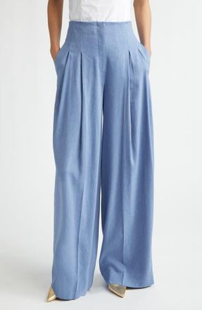 Lela Rose High Waist Wide Leg Pants in Bluebell at Nordstrom, Size 10