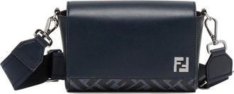 Fendi Tassen, Heren, Blauw, ONE Size, Katoen, Squared FF Compact Tas