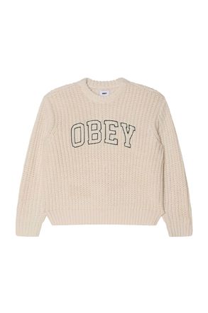 Obey Clothing Womens Collegiate Sweater In Whisper White