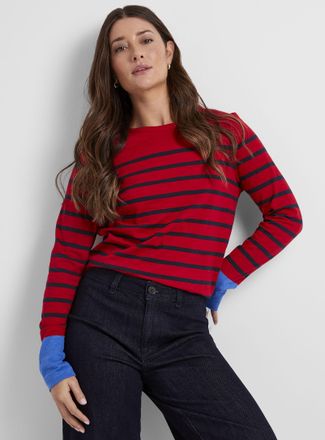 Contemporaine Womens Striped slub organic cotton T-shirt