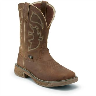 Justin Boots Mens Rush Waterproof Steel Toe Boots In Saddle Tan