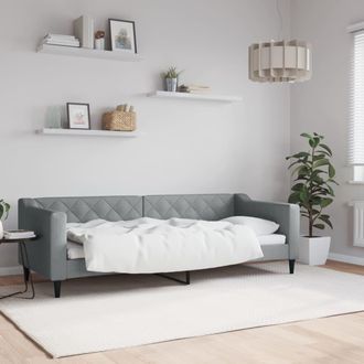 vidaXL Sof&aacute; Cama Sin Colch&oacute;n Tela Gris Claro 80x200 Cm Vidaxl