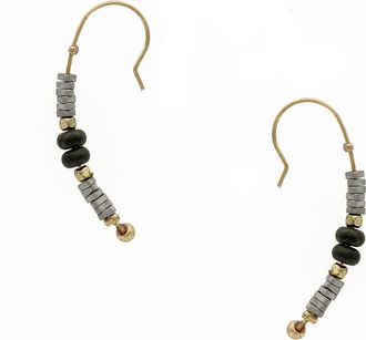 Olivia Welles Bead Detailed Hook Drop Earrings in Gold-Black at Nordstrom Rack