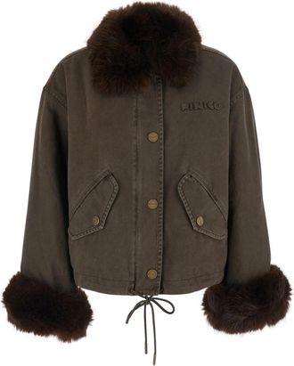 Pinko Nepbont & Shearling Jas - Dames - Jassen - Bruin - M - Nepbont - Jassen