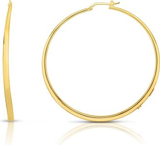 Roberto Coin Oro Classic Knife Edge Hoop Earrings in Yg at Nordstrom