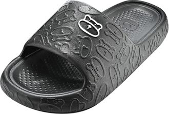 Generic Fashion All Seasons Men Slippers Home Bathroom Non Slip Soft Open Toe Comfortable Bear Print Mens Slippers Wide (Black, 6.5)