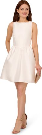 Adrianna Papell Womens Pearl Mikado Dress in Ivory - Size 14 UK