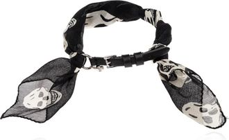 Alexander McQueen Zijden armband met schedelmotief - Dames - Armbanden - Zwart - ONE Size - Leer - Accessoires