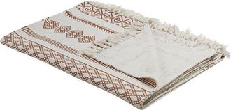 Beliani Beliani - Manta De Algod&oacute;n Beige Marr&oacute;n 130 X 180 Cm Patr&oacute;n &Eacute;tnico Africano Kilim Jorhat