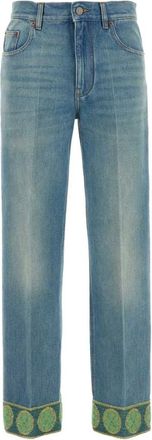Valentino Garavani Jacquard Trim Jeans - Dames - Regular Fit Jeans - Blauw - W27 - Katoen - Jeans