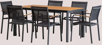 Sklum Set De Mesa Rectangular Classic (160x90 Cm) Y 6 Sillas De Jard&iacute;n Archer Sklum