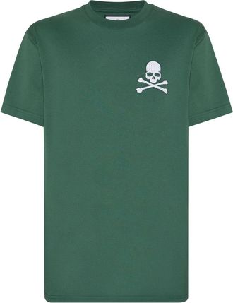 Philipp Plein skull-embroidery cotton T-shirt - men - Cotton/Polyester - S - Green