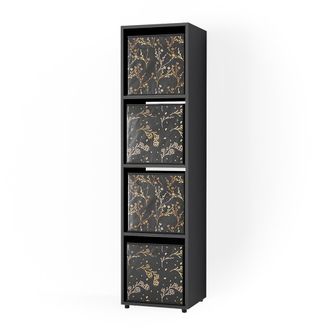 Vicco Separador De Ambientes Ludus, Negro, 142.5 X 36.2 Cm Con 2 Cajas Plegables Opt.2
