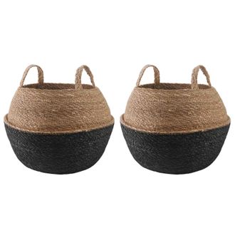 vidaXL Maceta Con Asas 2 Pcs Negro &Oslash; 45 X 36 Cm 100% Hierba Marina Vidaxl