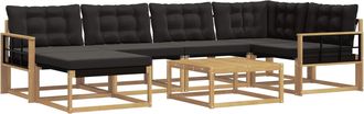 vidaXL Conjunto De Sof&aacute;s De Exterior 7 Uds. Blanco Y Negro Vidaxl