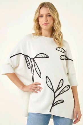 Roman Leaf Embroidered Knit Jumper