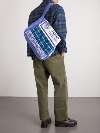 Neighborhood Newspaper Mod Appliqu&eacute;d Terry-Trimmed Cotton-Canvas Tote Bag