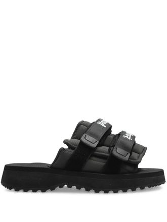 Palm Angels Slippers met logo - Zwart