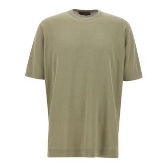 FILIPPO DE LAURENTIIS Katoenen cr&ecirc;pe T-shirt - Heren - Tops - Groen - Maat: 4XL Katoen