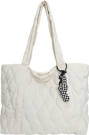 Generic Womens Nylon Tote Bag with Cute Charm, Hobo Shoulder Bag and Smooth Zipper Closure, Applies to Daily Commuting and Weekend Trips (White With pendant,5