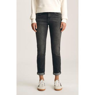 Mavi Emma Mid Rise Slim Boyfriend Jeans in Mid Smoke Tribeca at Nordstrom, Size 26 X 32
