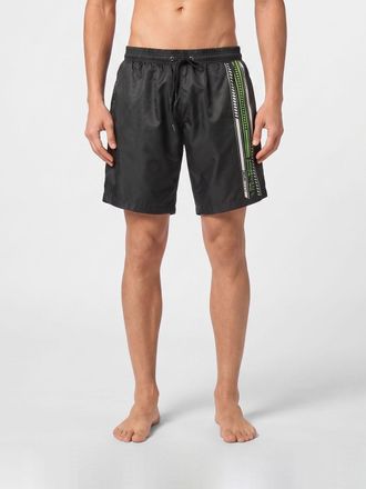 Plein Sport Shorts da mare in poliestere a righe con logo