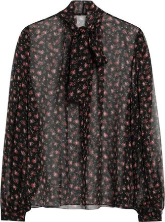 Dolce & Gabbana Kleine Chiffon Top met Rozenprint - Dames - Blouses - Veelkleurig - XL - Chiffon - Overhemden